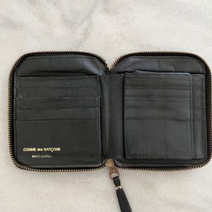 Comme des Garcon black leather zip around wallet